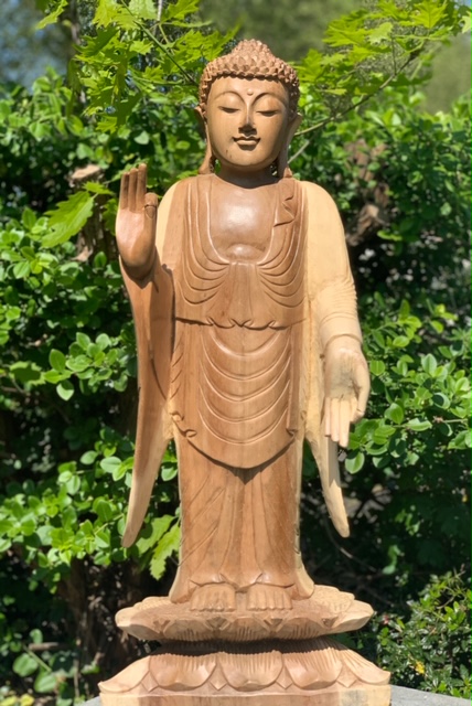 Boeddha Beeld Hout Staand 83 cm