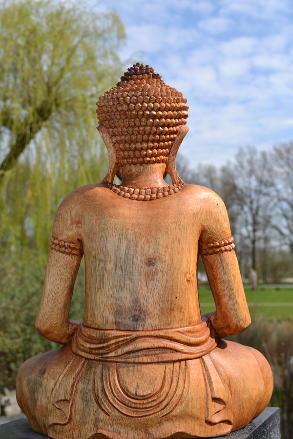 Houten Beeld Boeddha Rudraksha 40 cm