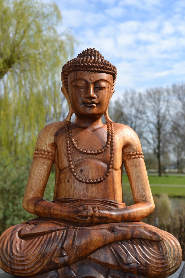 Houten Beeld Boeddha Rudraksha 40 cm