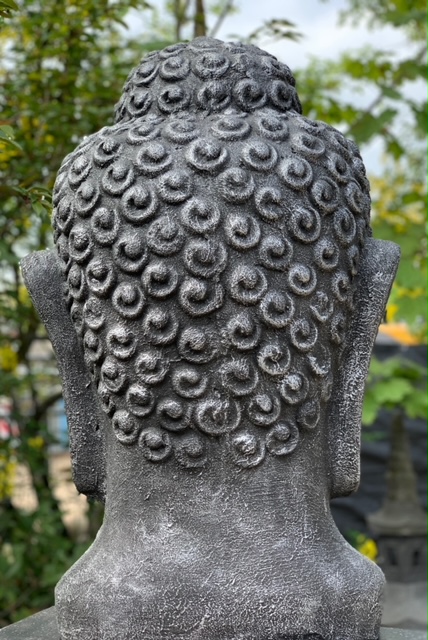 Boeddha Hoofd 'Silver' Gietsteen 75 cm