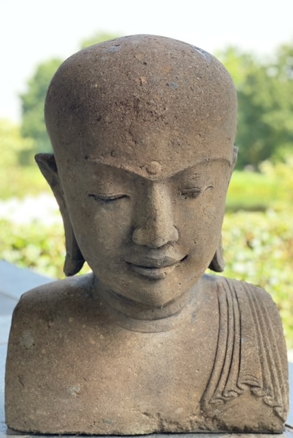 Boeddha Monnik Hoofd Groensteen 80 cm