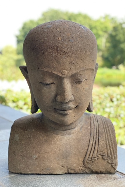 Boeddha Monnik Hoofd Groensteen 80 cm