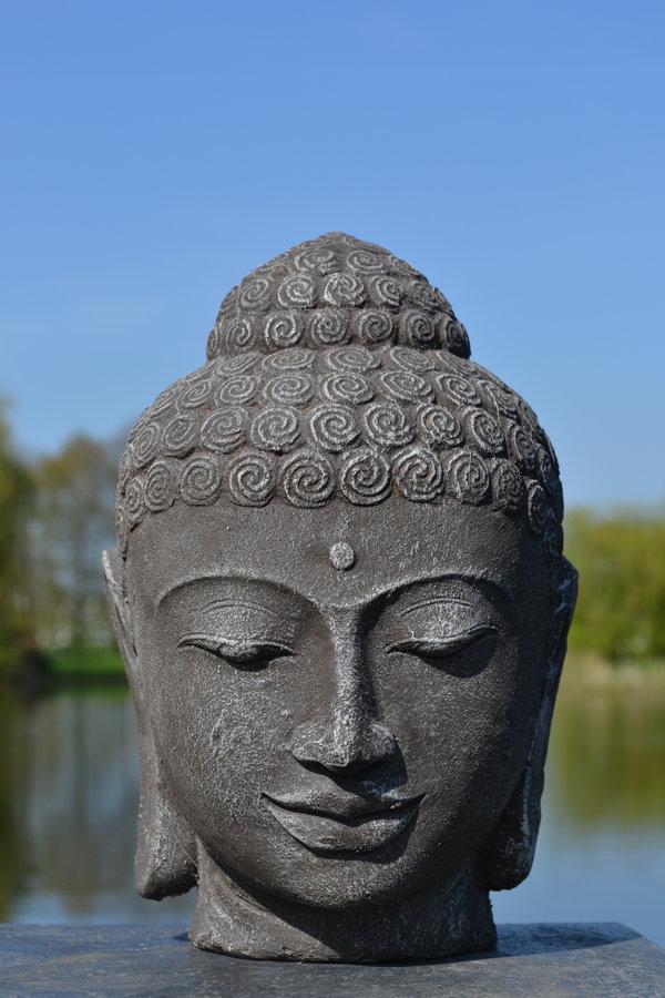 Boeddha-Hoofd Grijs 30 cm