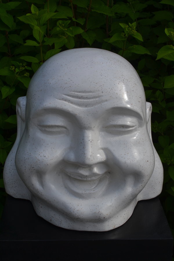 Happy Boeddha Hoofd Wit Terrazzo 40 cm